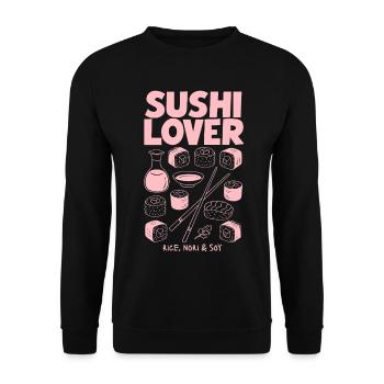 Sushi Lover Pink Neon Illustration - Unisex Sweatshirt - black - Front - Alina (178cm) & Michal (187cm)