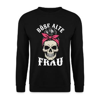 Skull Bandana Böse Alte Frau - Unisex Pullover - Schwarz - Vorne - Alina (178cm) & Michal (187cm)