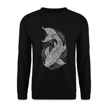 Ornament-Koi Fische - Unisex Pullover - Schwarz - Vorne - Alina (178cm) & Michal (187cm)