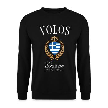 Volos Griechenland Wappen Krone – Reise Souvenir - Unisex Pullover - Schwarz - Vorne - Alina (178cm) & Michal (187cm)