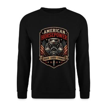 V8 Engine US-Car Horsepower America Classic Car - Unisex Sweatshirt - black - Front - Alina (178cm) & Michal (187cm)