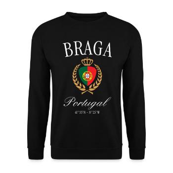 Braga Portugal Wappen Krone – Reise Souvenir - Unisex Pullover - Schwarz - Vorne - Alina (178cm) & Michal (187cm)