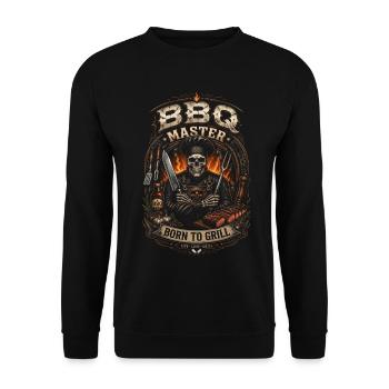 Master BBQ Skeleton Grill - Barbecue humor - Unisex Sweatshirt - black - Front - Alina (178cm) & Michal (187cm)