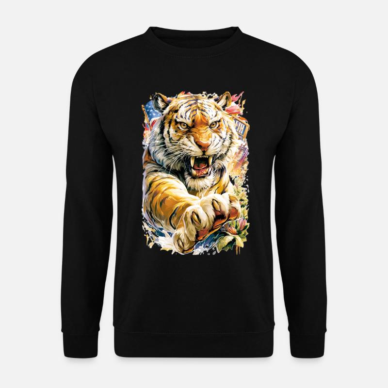 Tigre aux fleurs - Sweat-shirt Unisexe - noir
