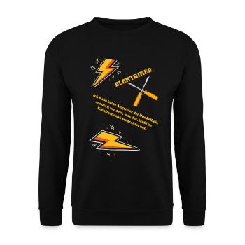Elektriker T-Shirt Lustiges Geschenk Beruf Humor!! - Unisex Pullover - Schwarz - Vorne - Alina (178cm) & Michal (187cm)