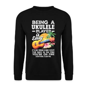 Être joueur de ukulélé, c’est facile, musicien drôle - Sweat-shirt Unisexe - noir - Devant - Alina (178cm) & Michal (187cm)