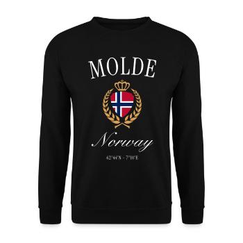 Molde Norwegen Wappen Krone Reise Design Souvenir - Unisex Pullover - Schwarz - Vorne - Alina (178cm) & Michal (187cm)