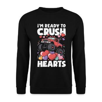 Retro Heart Valentine's Day Design Love - Unisex Sweatshirt - black - Front - Alina (178cm) & Michal (187cm)