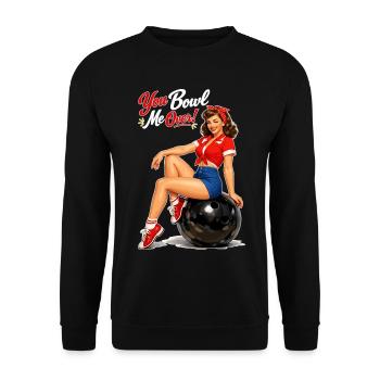 Retro Bowling Pin-Up: You Bowl Me Over! - Unisex Sweatshirt - black - Front - Alina (178cm) & Michal (187cm)