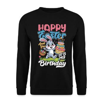 Frohe Ostern Süßer Osterhase Eiersuche Ostereier - Unisex Pullover - Schwarz - Vorne - Alina (178cm) & Michal (187cm)