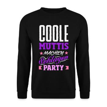 Coole Muttis Machen Schlager Party Outfit - Unisex Pullover - Schwarz - Vorne - Alina (178cm) & Michal (187cm)