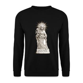 Düsteres Sancta Muerte Design mit Skelett-Madonna  - Unisex Pullover - Schwarz - Vorne - Alina (178cm) & Michal (187cm)