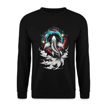Himmlische Koi ⭐ - Unisex Pullover - Schwarz - Vorne - Alina (178cm) & Michal (187cm)