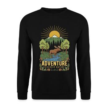 Nature Adventure: Mountains and River - Unisex Sweatshirt - black - Front - Alina (178cm) & Michal (187cm)