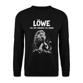 Sternzeichen Löwe Eigenschaften mutig stolz loyal - Unisex Pullover - Schwarz - Vorne - Alina (178cm) & Michal (187cm)