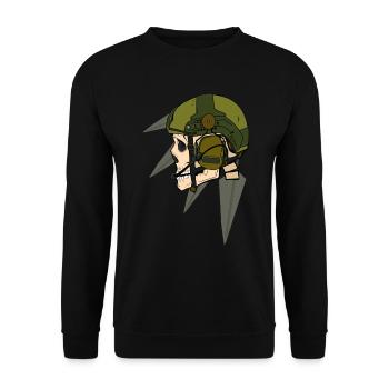 Skull Soldier Helmet Design with Headset - Unisex Sweatshirt - black - Front - Alina (178cm) & Michal (187cm)