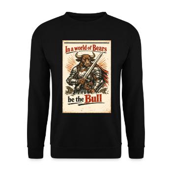 In a world of Bears be the Bull – Trading Design - Unisex Pullover - Schwarz - Vorne - Alina (178cm) & Michal (187cm)