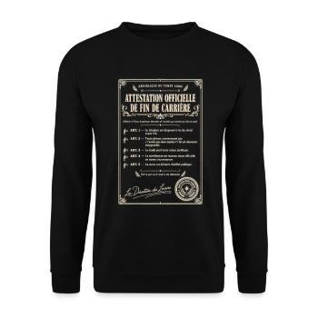 Attestation officielle de retraite - Sweat-shirt Unisexe - noir - Devant - Alina (178cm) & Michal (187cm)