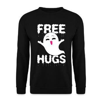 Süßes Gespenst Free Hugs Halloween Geist Umarmung - Unisex Pullover - Schwarz - Vorne - Alina (178cm) & Michal (187cm)