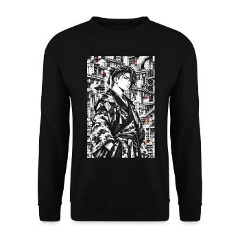 Samurai - Unisex Pullover - Schwarz - Vorne - Alina (178cm) & Michal (187cm)