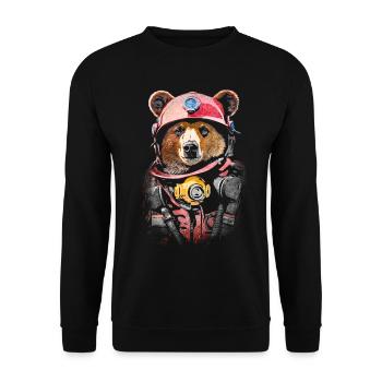 Feuerwehrbär - Unisex Pullover - Schwarz - Vorne - Alina (178cm) & Michal (187cm)