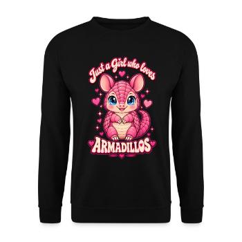 Just a Girl Who Loves Armadillos  Pink Valentine - Unisex Pullover - Schwarz - Vorne - Alina (178cm) & Michal (187cm)