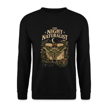 Der Nacht-Naturforscher — Luna Moth - Unisex Pullover - Schwarz - Vorne - Alina (178cm) & Michal (187cm)