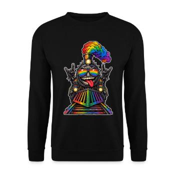 Regenbogenzug im Rock Stil - Unisex Pullover - Schwarz - Vorne - Alina (178cm) & Michal (187cm)