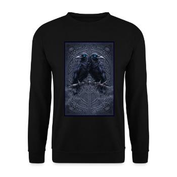huginn muninn Zwillingsraben keltisches Ornament - Unisex Pullover - Schwarz - Vorne - Alina (178cm) & Michal (187cm)