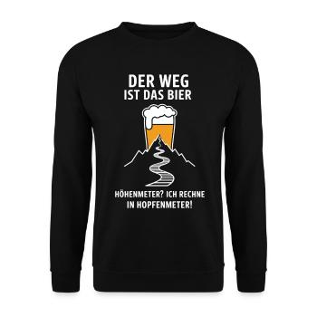 Der Weg ist das Bier – Hopfenmeter - Unisex Pullover - Schwarz - Vorne - Alina (178cm) & Michal (187cm)