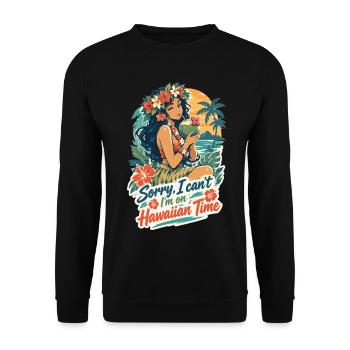 Entspanntes Hula Girl auf Hawaiian Time - Unisex Pullover - Schwarz - Vorne - Alina (178cm) & Michal (187cm)