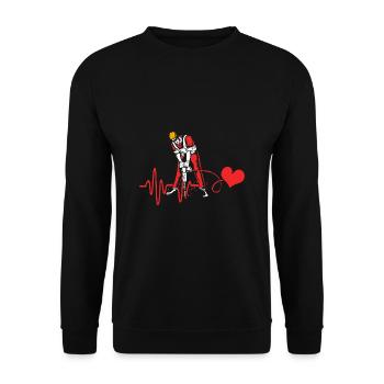 Construction worker construction site heartbeat - Unisex Sweatshirt - black - Front - Alina (178cm) & Michal (187cm)