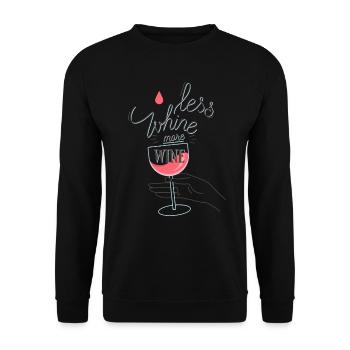 Less Whine more Wine - Unisex Pullover - Schwarz - Vorne - Alina (178cm) & Michal (187cm)