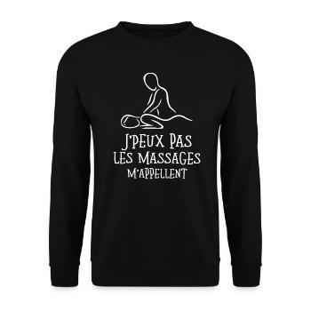 J'peux pas les massages m'appellent Couple - Sweat-shirt Unisexe - noir - Devant - Alina (178cm) & Michal (187cm)