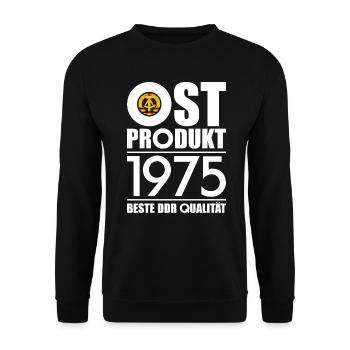 OSTPRODUKT 1975 DDR OSSI 51. GEBURTSTAG - Unisex Pullover - Schwarz - Vorne - Alina (178cm) & Michal (187cm)
