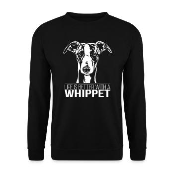 WHIPPET life is better dog saying dog Wilsigns - Unisex Sweatshirt - black - Front - Alina (178cm) & Michal (187cm)