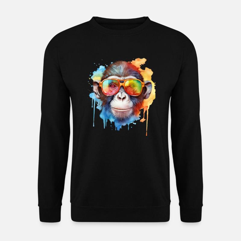 Colorful cool monkey with sunglasses - Unisex Sweatshirt - black