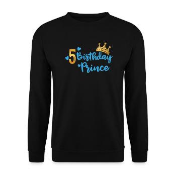 Prince d'anniversaire 5ème anniversaire Garçon Garçon cadeau - Sweat-shirt Unisexe - noir - Devant - Alina (178cm) & Michal (187cm)