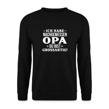 Opa, du bist grossartig! Opa Großvater Geschenk - Unisex Pullover - Schwarz - Vorne - Alina (178cm) & Michal (187cm)