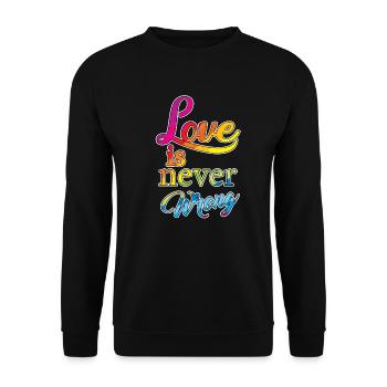 Love is never wrong Gay Geschenk - Unisex Pullover - Schwarz - Vorne - Alina (178cm) & Michal (187cm)