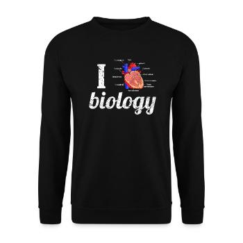 J'aime la biologie avec coeur anatomique Bio Aorta - Sweat-shirt Unisexe - noir - Devant - Alina (178cm) & Michal (187cm)