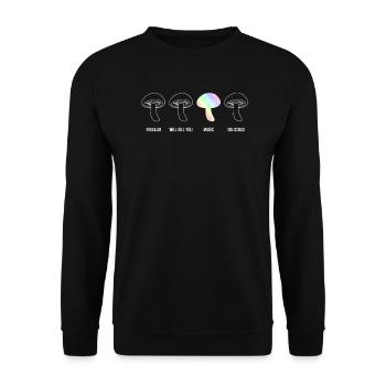 Magic Mushrooms Zauberpilze Geschenk Psyechedlisch - Unisex Pullover - Schwarz - Vorne - Alina (178cm) & Michal (187cm)