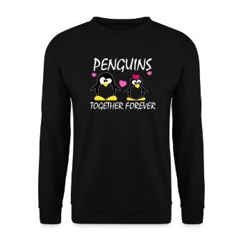 Pinguine Paar Für Immer Zusammen Bleiben Geschenk - Unisex Pullover - Schwarz - Vorne - Alina (178cm) & Michal (187cm)