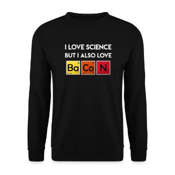 I love science Elements Bacon Periodic Table - Unisex Sweatshirt - black - Front - Alina (178cm) & Michal (187cm)