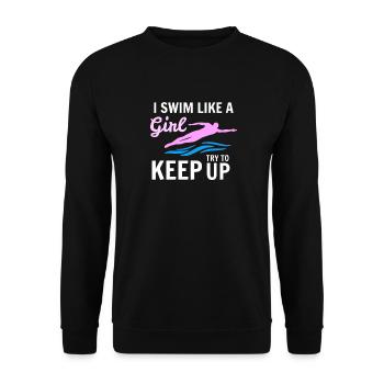 I swim like a girl - I swim like a girl - Unisex Sweatshirt - black - Front - Alina (178cm) & Michal (187cm)