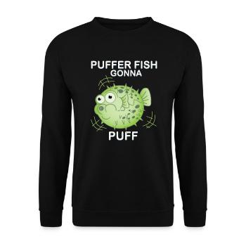Puffer Fish va gonfler - chemise drôle de globefish - Sweat-shirt Unisexe - noir - Devant - Alina (178cm) & Michal (187cm)