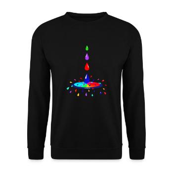 Farbe und Tropfen in coolem Miteinander - Unisex Pullover - Schwarz - Vorne - Alina (178cm) & Michal (187cm)