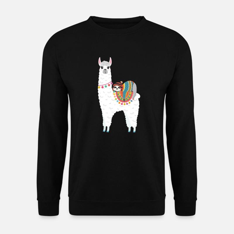 Sloth sleeps on llama - Unisex Sweatshirt - black