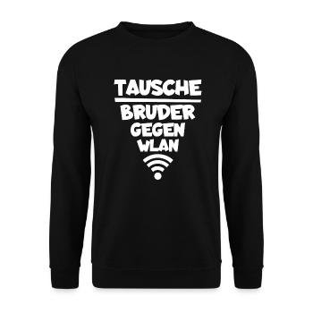 Swap Brother vs Wlan Geek Quote T-Shirt fun - Unisex Sweatshirt - black - Front - Alina (178cm) & Michal (187cm)
