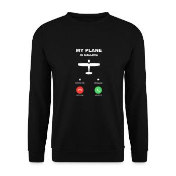plane call pilot flying - Unisex Sweatshirt - black - Front - Alina (178cm) & Michal (187cm)